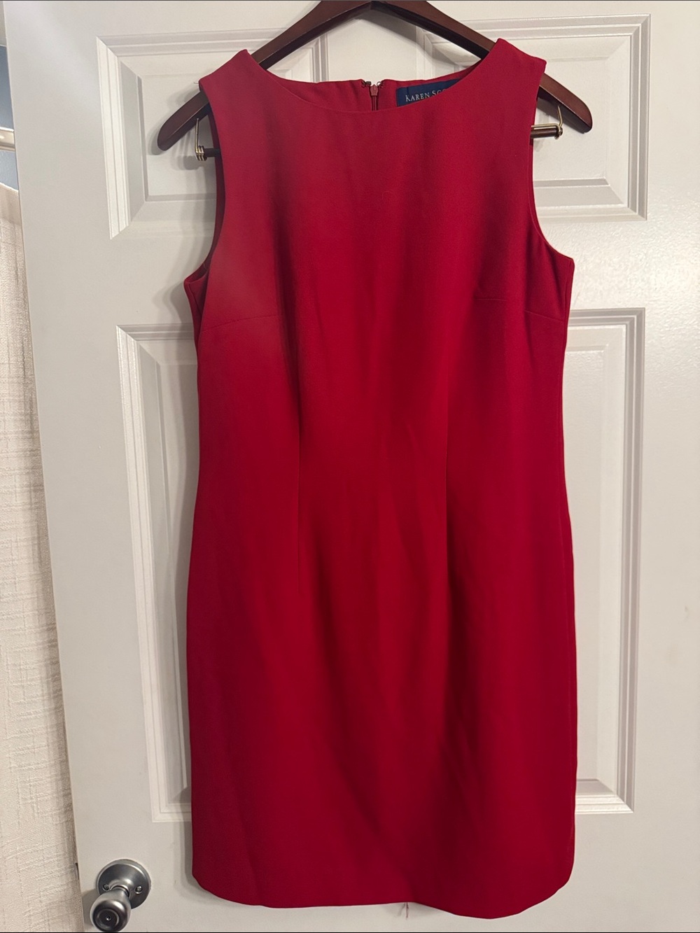 Karen Scott Red Sleeveless Midi Sheath Dress